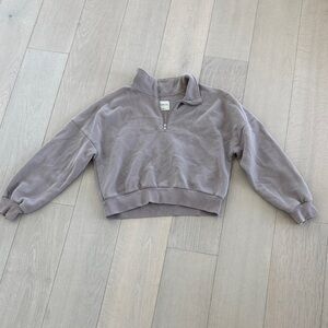 Abercrombie & Fitch Heather Grayish Purple Zip-Up Pullover